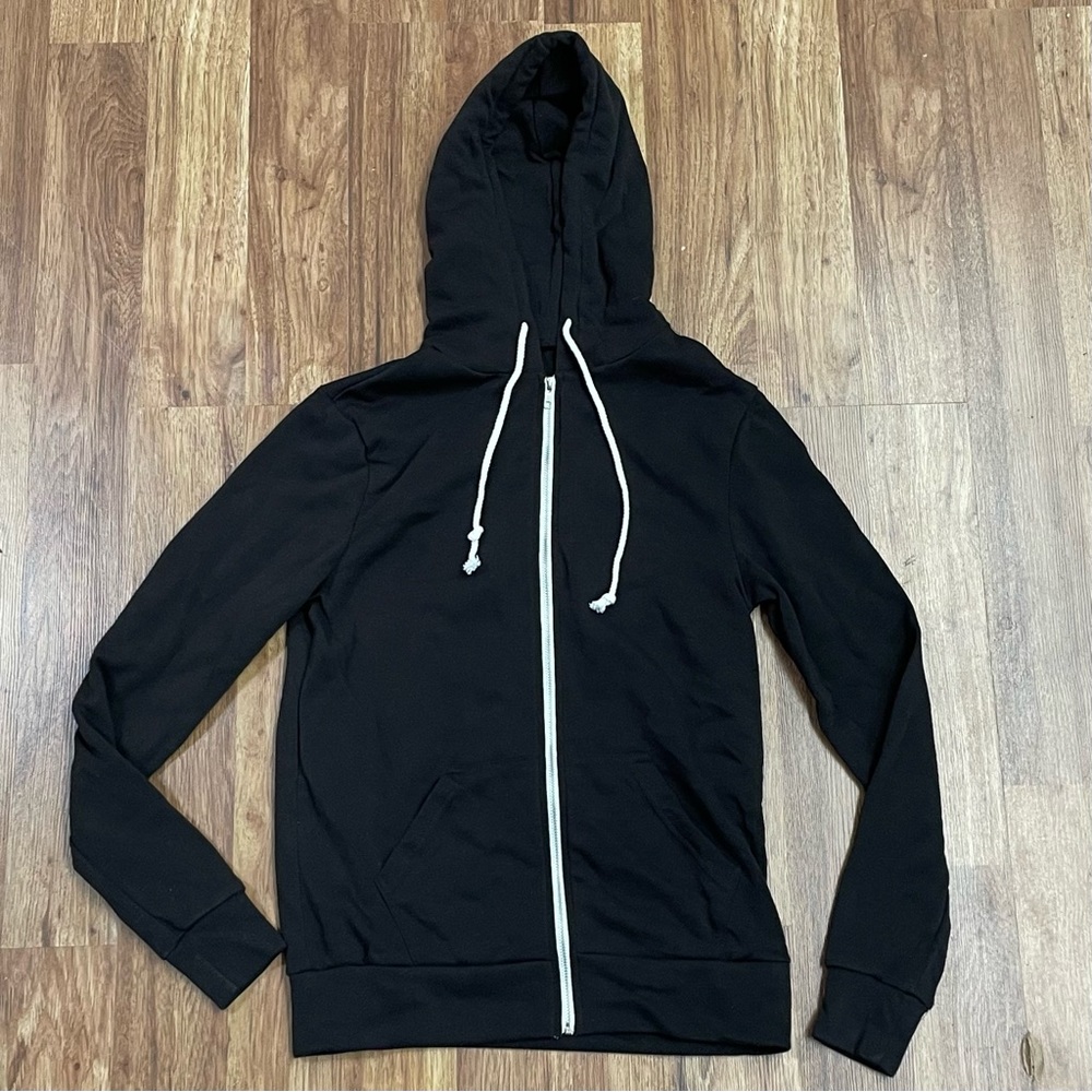 00’s Y2K VTG Black Fitted Slim Fit Zipper Hoodie Hooded Sweatshirt Made In USA